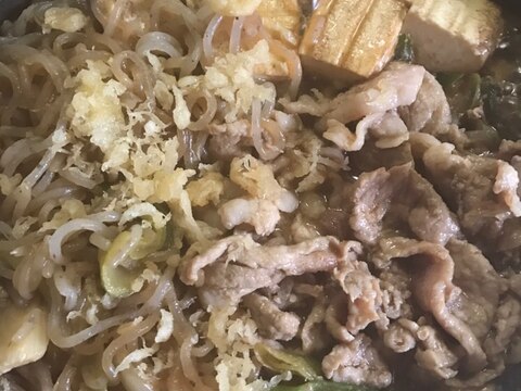 天かす入り豚こま肉のすき焼き